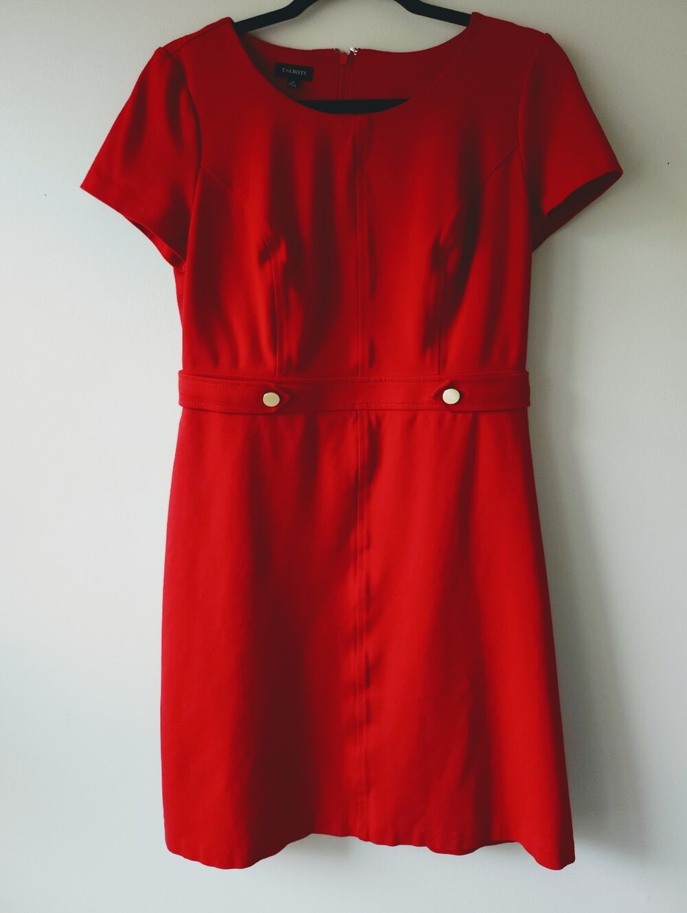 Talbots Red Short-Sleeve Midi Dress